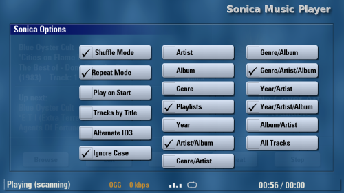 Options screen